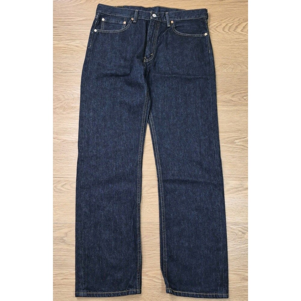Levi's 505 Jeans Men's 36x32 Cotton Dark Blue Denim Straight Cowboy Pants NEW
